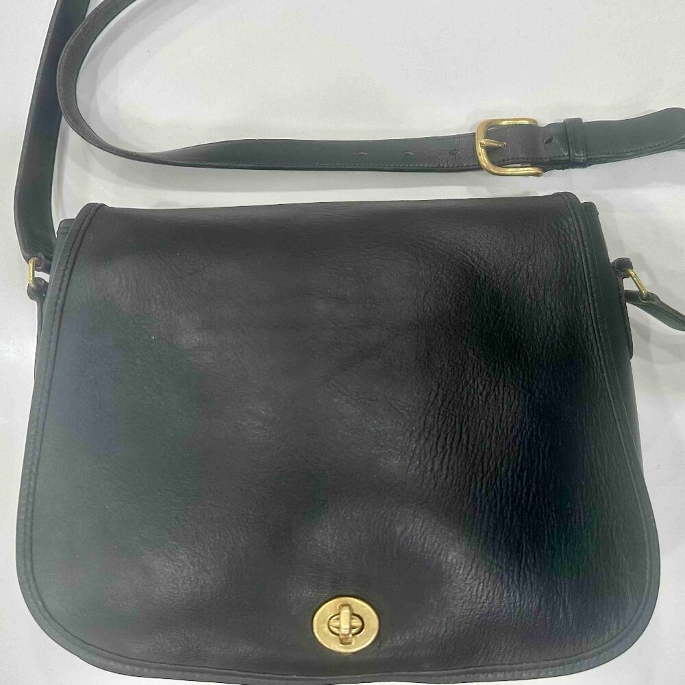 Vintage COACH Ranch Bag #9852 brass turnlock gusset pocket USA satchel shoulder